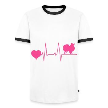 Japon Japonais Japonais Spitz Dog Mama Pink - T-shirt contrasté Homme - blanc/noir - Devant - AI Model Female 172 light (172cm) & AI Model Male 178 dark (178cm)