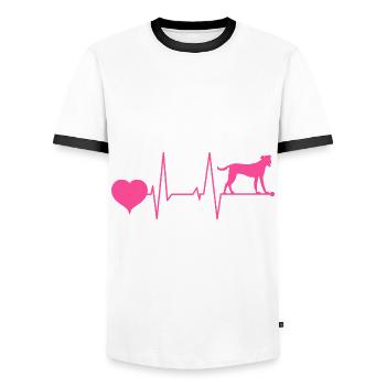 Bardino Majorero Canario Maman Battement de cœur Rose - T-shirt contrasté Homme - blanc/noir - Devant - AI Model Female 172 light (172cm) & AI Model Male 178 dark (178cm)