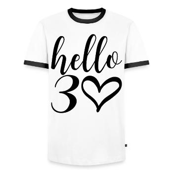 30. Geburtstag Tank Women Hallo - Männer Kontrast-T-Shirt - Weiß/Schwarz - Vorne - AI Model Female 172 light (172cm) & AI Model Male 178 dark (178cm)