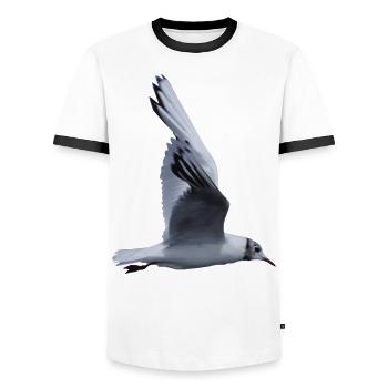 Une mouette volante - T-shirt contrasté Homme - blanc/noir - Devant - AI Model Female 172 light (172cm) & AI Model Male 178 dark (178cm)
