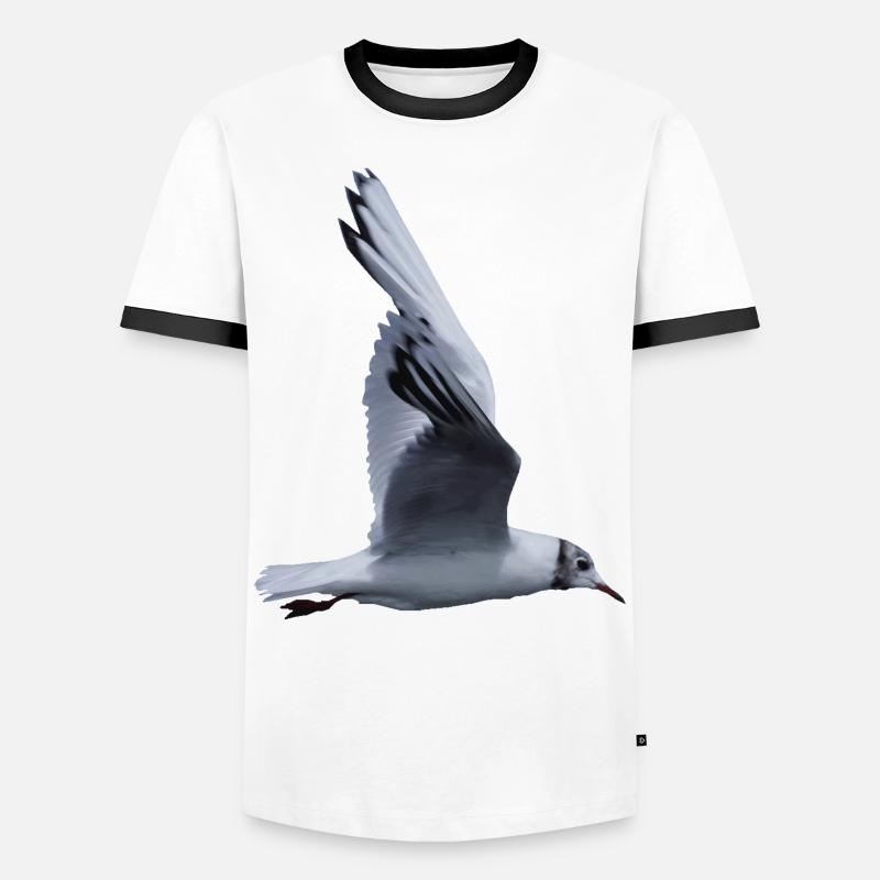 Eine fliegende Möwe - Männer Kontrast-T-Shirt - Weiß/Schwarz