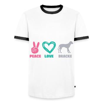 Schwarzwildbracke Slovenský Kopov Peace Love - Männer Kontrast-T-Shirt - Weiß/Schwarz - Vorne - AI Model Female 172 light (172cm) & AI Model Male 178 dark (178cm)
