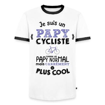 Papy cycliste carrément plus cool - T-shirt contrasté Homme - blanc/noir - Devant - AI Model Female 172 light (172cm) & AI Model Male 178 dark (178cm)