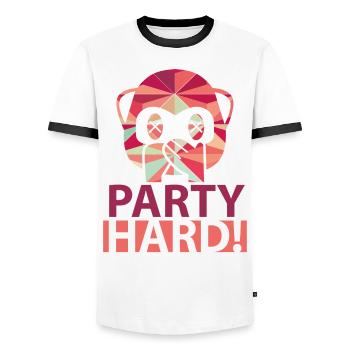Party Hard - Männer Kontrast-T-Shirt - Weiß/Schwarz - Vorne - AI Model Female 172 light (172cm) & AI Model Male 178 dark (178cm)