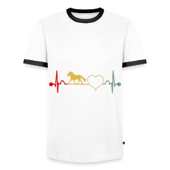 Shetland Pony Shetland Pony Heartbeat Retro - Men's Ringer Shirt - white/black - Front - AI Model Female 172 light (172cm) & AI Model Male 178 dark (178cm)