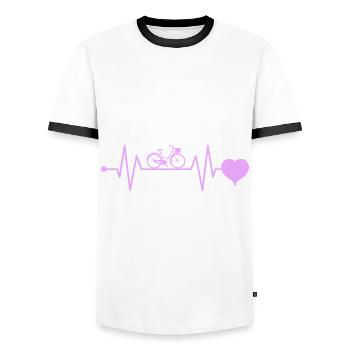 Bike heartbeat bike with motif girl pink - Men's Ringer Shirt - white/black - Front - AI Model Female 172 light (172cm) & AI Model Male 178 dark (178cm)