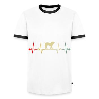 Sud-Africain Boerboel Dog Heartbeat Vintage - T-shirt contrasté Homme - blanc/noir - Devant - AI Model Female 172 light (172cm) & AI Model Male 178 dark (178cm)