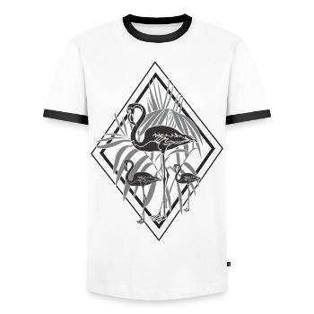 schwarz Flamingos - Männer Kontrast-T-Shirt - Weiß/Schwarz - Vorne - AI Model Female 172 light (172cm) & AI Model Male 178 dark (178cm)