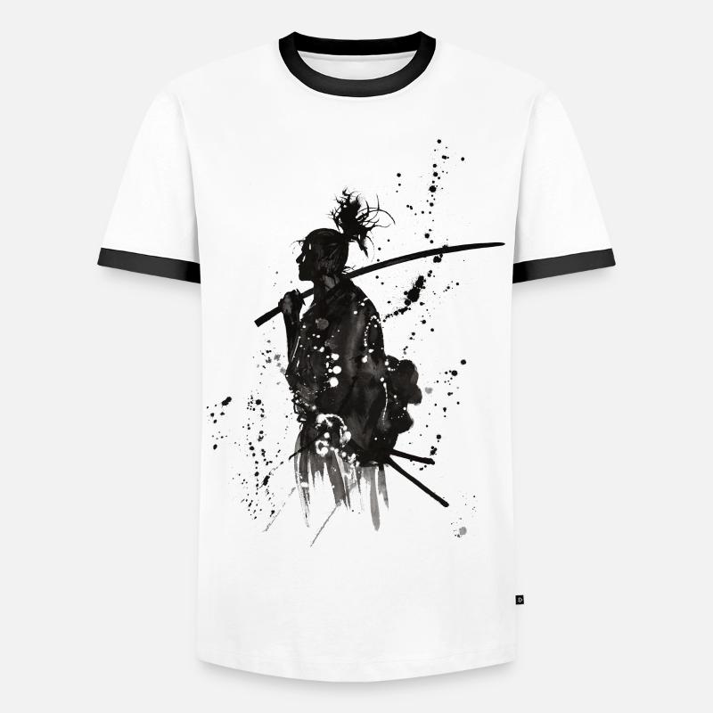 Samurai - Männer Kontrast-T-Shirt - Weiß/Schwarz