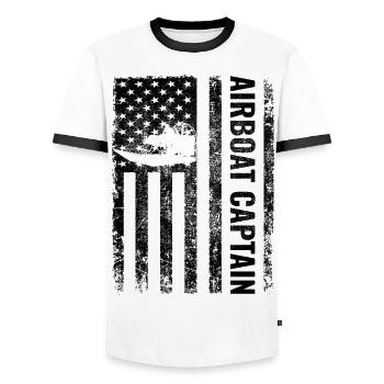 Pavillon américain USA Airboat Airboating Capitaine - T-shirt contrasté Homme - blanc/noir - Devant - AI Model Female 172 light (172cm) & AI Model Male 178 dark (178cm)