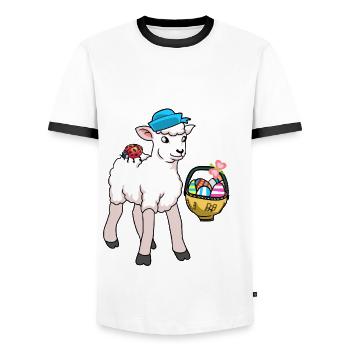 Sheep Sheep Lamb Easter Easter Eggs - Men's Ringer Shirt - white/black - Front - AI Model Female 172 light (172cm) & AI Model Male 178 dark (178cm)
