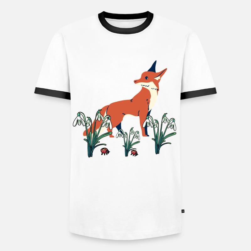 Spring Snowdrops Fox Foxes - Men's Ringer Shirt - white/black