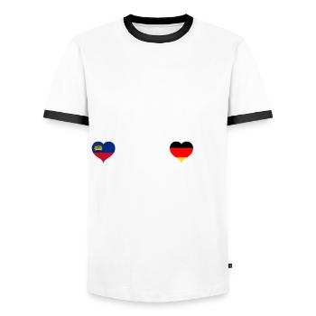 Luxembourg Allemagne Drapeau Coeur Drapeau Battement de cœur - T-shirt contrasté Homme - blanc/noir - Devant - AI Model Female 172 light (172cm) & AI Model Male 178 dark (178cm)