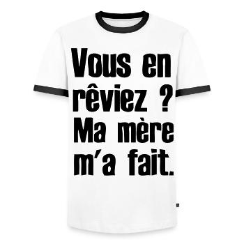 You dreamed my mother made me for you - Men's Ringer Shirt - white/black - Front - AI Model Female 172 light (172cm) & AI Model Male 178 dark (178cm)