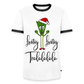Nikolauch Drôle Drôle Tralalalala disant poireau - T-shirt contrasté Homme - blanc/noir - Devant - AI Model Female 172 light (172cm) & AI Model Male 178 dark (178cm)