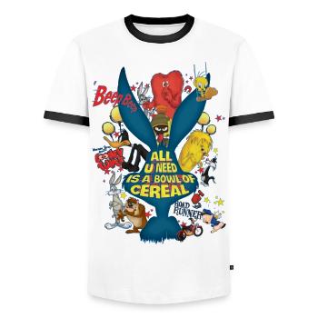 Looney Tunes All You Need Schatten - Männer Kontrast-T-Shirt - Weiß/Schwarz - Vorne - AI Model Female 172 light (172cm) & AI Model Male 178 dark (178cm)