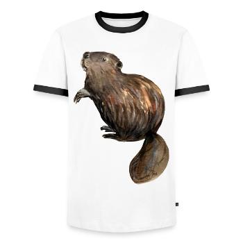 Bieber - Männer Kontrast-T-Shirt - Weiß/Schwarz - Vorne - AI Model Female 172 light (172cm) & AI Model Male 178 dark (178cm)