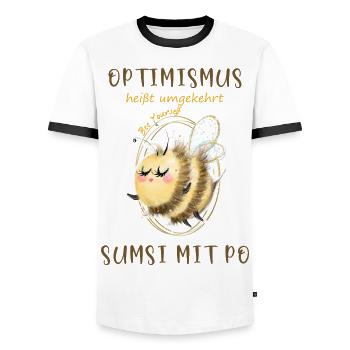 Biene Optimismus Sumsi mit Po - Männer Kontrast-T-Shirt - Weiß/Schwarz - Vorne - AI Model Female 172 light (172cm) & AI Model Male 178 dark (178cm)