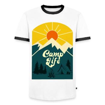 Camp Life - Men's Ringer Shirt - white/black - Front - AI Model Female 172 light (172cm) & AI Model Male 178 dark (178cm)