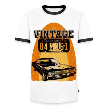 Vintage car california - Männer Kontrast-T-Shirt - Weiß/Schwarz - Vorne - AI Model Female 172 light (172cm) & AI Model Male 178 dark (178cm)