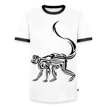 Affe Tribal Tattoo - Männer Kontrast-T-Shirt - Weiß/Schwarz - Vorne - AI Model Female 172 light (172cm) & AI Model Male 178 dark (178cm)