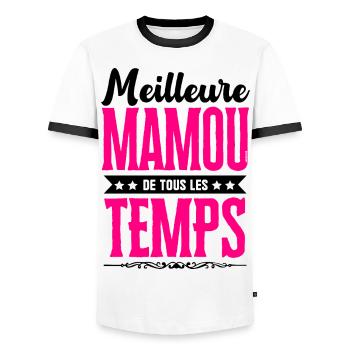Meilleure Mamou de Tous les Temps - Rose/Noir - T-shirt contrasté Homme - blanc/noir - Devant - AI Model Female 172 light (172cm) & AI Model Male 178 dark (178cm)