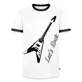 Electric Guitar - Guitarist - Music - Lets Rock - Men's Ringer Shirt - white/black - Front - AI Model Female 172 light (172cm) & AI Model Male 178 dark (178cm)