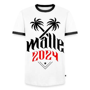 Malle 2024 Palma de Majorque - T-shirt contrasté Homme - blanc/noir - Devant - AI Model Female 172 light (172cm) & AI Model Male 178 dark (178cm)