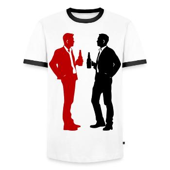 Equipe d’enterrement de vie de garçon - T-shirt contrasté Homme - blanc/noir - Devant - AI Model Female 172 light (172cm) & AI Model Male 178 dark (178cm)