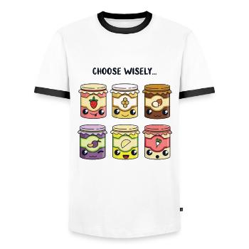 Sweet jam - Men's Ringer Shirt - white/black - Front - AI Model Female 172 light (172cm) & AI Model Male 178 dark (178cm)