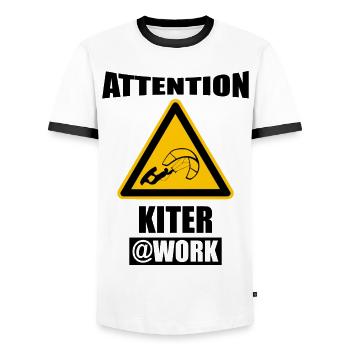 Kiter Kiten Kite Surf - T-shirt contrasté Homme - blanc/noir - Devant - AI Model Female 172 light (172cm) & AI Model Male 178 dark (178cm)