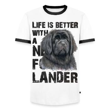 Newfoundlander - Men's Ringer Shirt - white/black - Front - AI Model Female 172 light (172cm) & AI Model Male 178 dark (178cm)