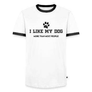 Dog - Men's Ringer Shirt - white/black - Front - AI Model Female 172 light (172cm) & AI Model Male 178 dark (178cm)