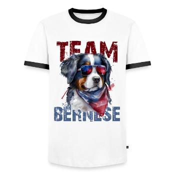 Bernese Mountain Dog - Men's Ringer Shirt - white/black - Front - AI Model Female 172 light (172cm) & AI Model Male 178 dark (178cm)