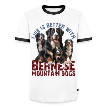 Berner Sennenhund - Männer Kontrast-T-Shirt - Weiß/Schwarz - Vorne - AI Model Female 172 light (172cm) & AI Model Male 178 dark (178cm)