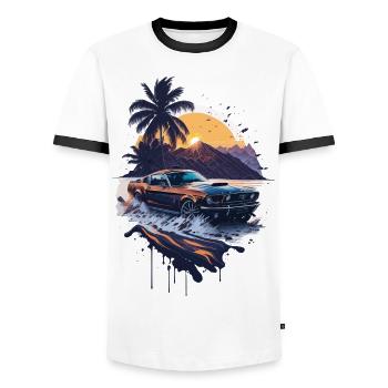 Voiture de sport classique - T-shirt contrasté Homme - blanc/noir - Devant - AI Model Female 172 light (172cm) & AI Model Male 178 dark (178cm)