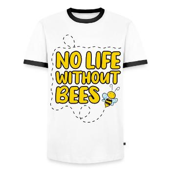 No Life Without Bees - Save the Bees - Männer Kontrast-T-Shirt - Weiß/Schwarz - Vorne - AI Model Female 172 light (172cm) & AI Model Male 178 dark (178cm)