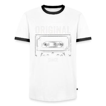 Original Juin 1950 72ème Anniversaire Cadeau Hommes - T-shirt contrasté Homme - blanc/noir - Devant - AI Model Female 172 light (172cm) & AI Model Male 178 dark (178cm)