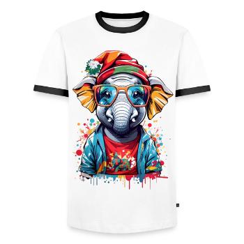 Cool Elephant - Men's Ringer Shirt - white/black - Front - AI Model Female 172 light (172cm) & AI Model Male 178 dark (178cm)