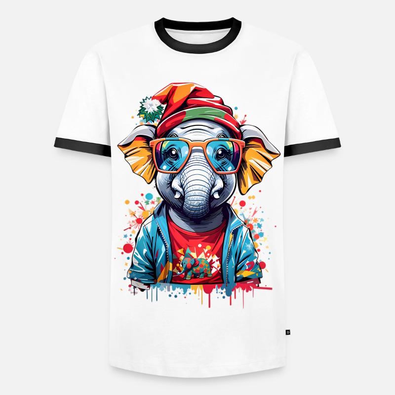 Cool Elephant - Men's Ringer Shirt - white/black