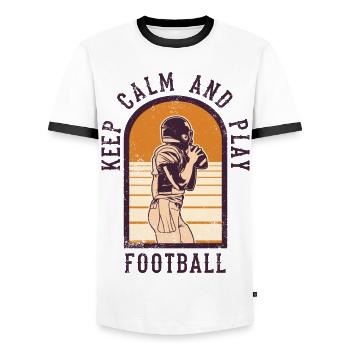 Stay calm and play football - Men's Ringer Shirt - white/black - Front - AI Model Female 172 light (172cm) & AI Model Male 178 dark (178cm)