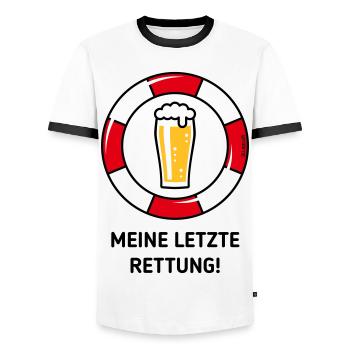 Meine Letzte Rettung! (Bier / Willibecher / POS) - Männer Kontrast-T-Shirt - Weiß/Schwarz - Vorne - AI Model Female 172 light (172cm) & AI Model Male 178 dark (178cm)