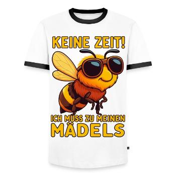 Funny Beekeeper Bees Honey Motif No Time - Men's Ringer Shirt - white/black - Front - AI Model Female 172 light (172cm) & AI Model Male 178 dark (178cm)
