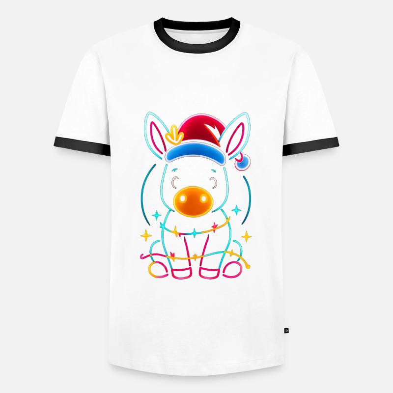 Esel Elfe Weihnachten Lustig Geschenk - Männer Kontrast-T-Shirt - Weiß/Schwarz