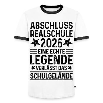 Graduation 2026 Realschule Graduation 2026 - Men's Ringer Shirt - white/black - Front - AI Model Female 172 light (172cm) & AI Model Male 178 dark (178cm)