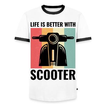 Roller Fahrer Roller Motorrad Vintage Retro - Männer Kontrast-T-Shirt - Weiß/Schwarz - Vorne - AI Model Female 172 light (172cm) & AI Model Male 178 dark (178cm)
