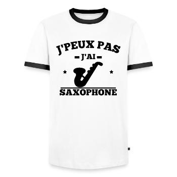 J peux Pas j ai SAXOPHONE - T-shirt contrasté Homme - blanc/noir - Devant - AI Model Female 172 light (172cm) & AI Model Male 178 dark (178cm)