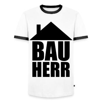 Bauherr Hausbau - Männer Kontrast-T-Shirt - Weiß/Schwarz - Vorne - AI Model Female 172 light (172cm) & AI Model Male 178 dark (178cm)