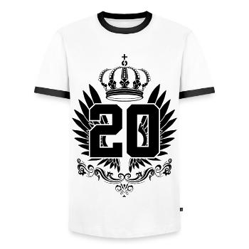 20TH BIRTHDAY FINALLY 20 YEARS - Men's Ringer Shirt - white/black - Front - AI Model Female 172 light (172cm) & AI Model Male 178 dark (178cm)