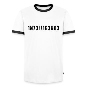 Artificial Intelligence Künstliche Intelligenz AI - Men's Ringer Shirt - white/black - Front - AI Model Female 172 light (172cm) & AI Model Male 178 dark (178cm)